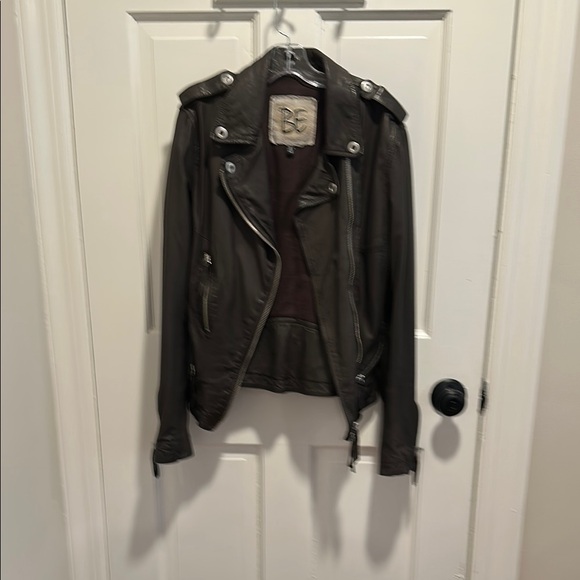 BE Jackets & Blazers - BE Brown Leather Jacket with Silver Accents